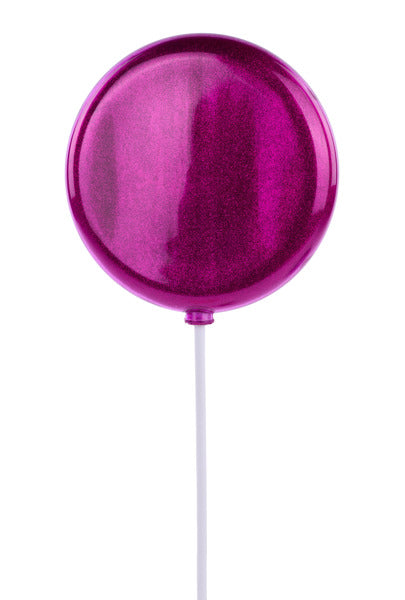 200MM GLITTER LOLLIPOP W/STICK, 19"OAL HOT PINK - Burlap and Bling Decor