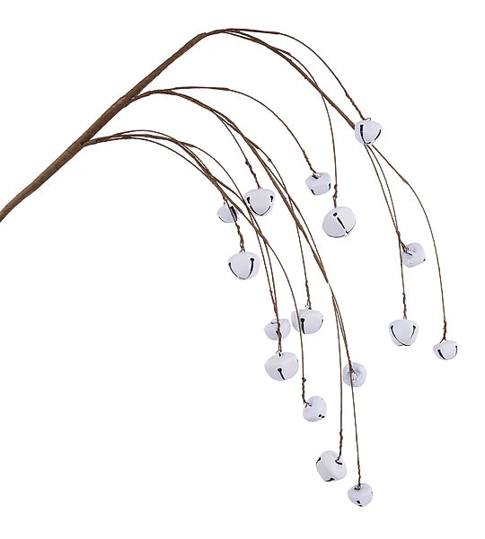 34"L JINGLE BELL HANGING SPRAY MATTE WHITE