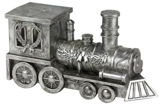 14"L X 7.5" TRAIN ENGINE ANTIQUE WASH SILVER