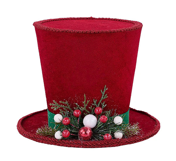 6.25"H X 8.25"DIA HOLLY PINE TOP HAT RED