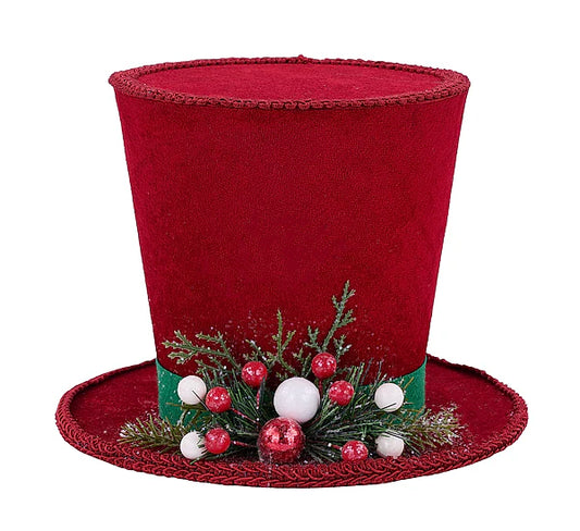 6.25"H X 8.25"DIA HOLLY PINE TOP HAT RED
