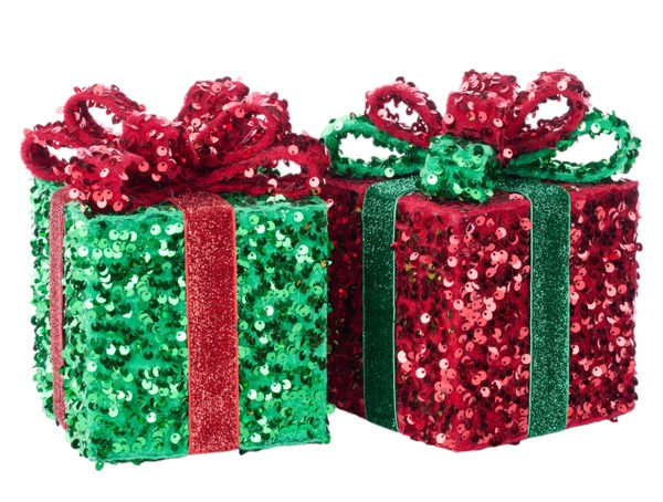 4.75"H Sequin Gift Package, 7" CHOOSE A COLOR - Burlap and Bling Decor