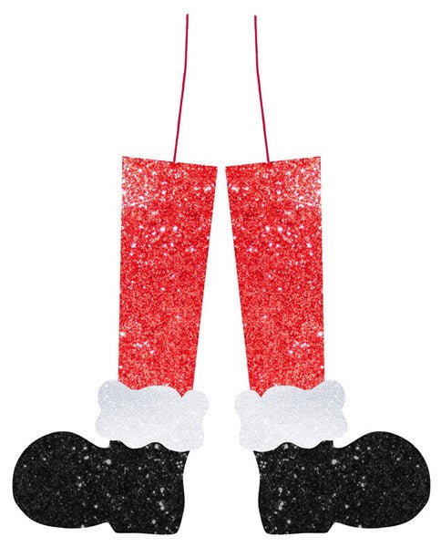 2 ASST 16"L SANTA LEGS RED/BLACK/WHITE - Burlap and Bling Decor
