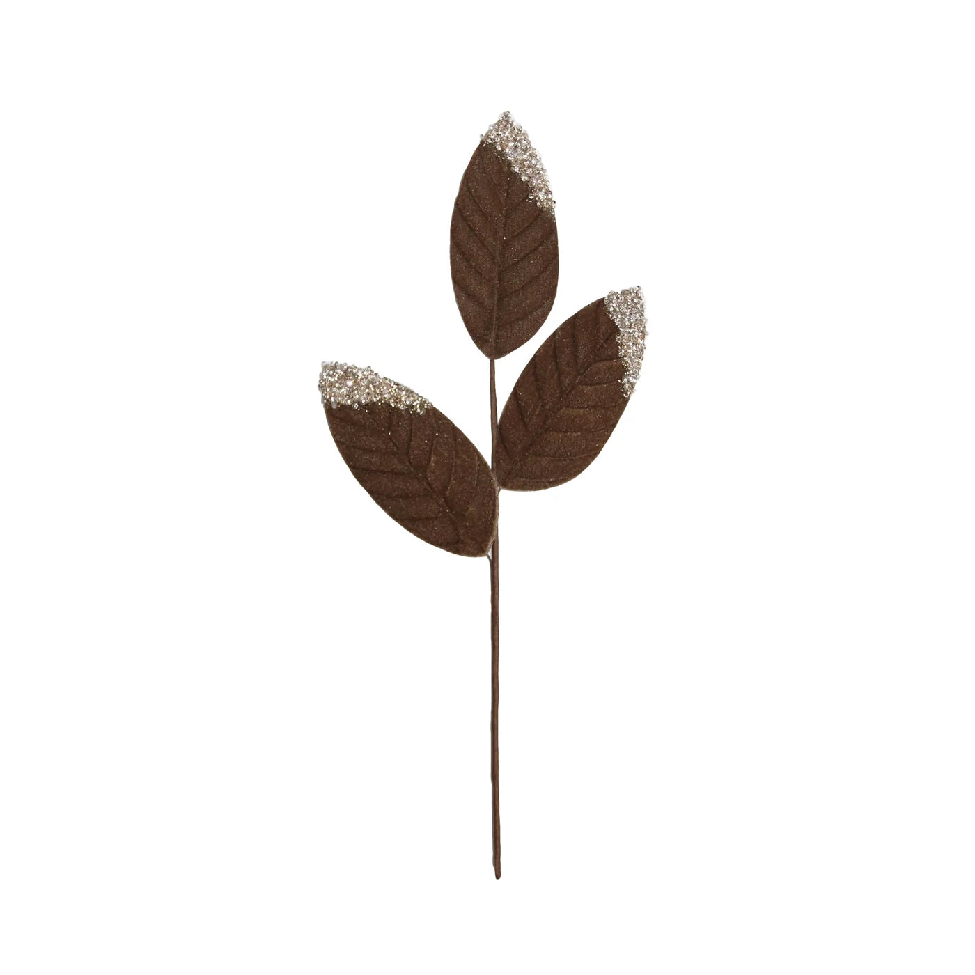 18'' LEAF PICK W/GLITTER,BROWN/SILVER