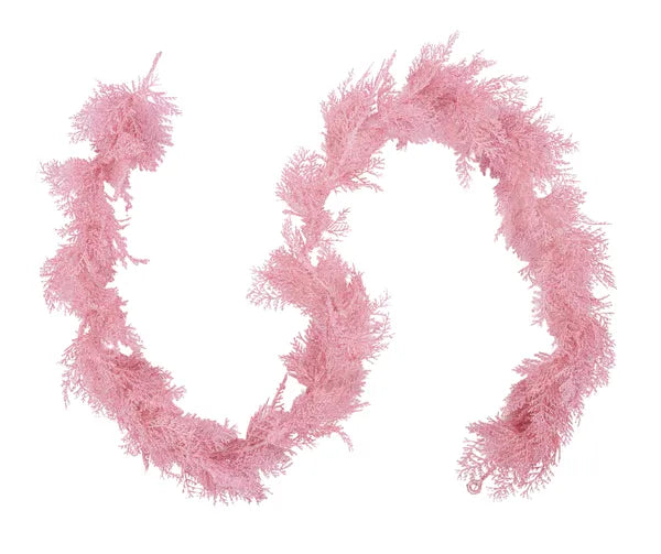 6'L GLITTER SNOW ARBORVITAE GARLAND PINK - Burlap and Bling Decor