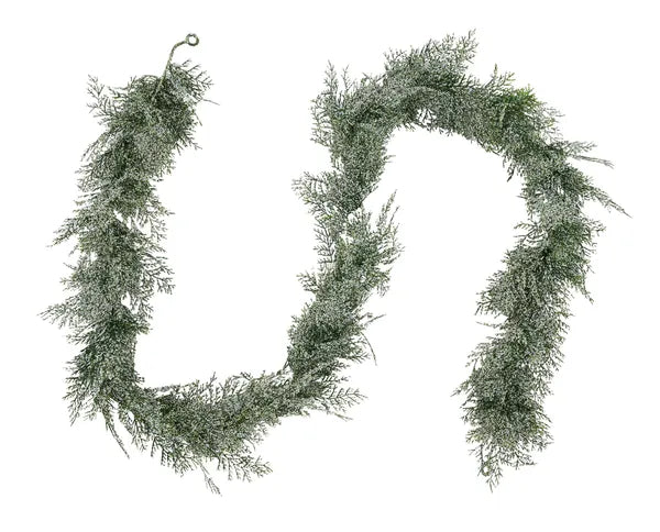 6'L GLITTER SNOW ARBORVITAE GARLAND GREEN - Burlap and Bling Decor