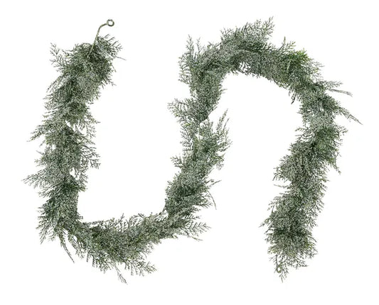 6'L GLITTER SNOW ARBORVITAE GARLAND GREEN - Burlap and Bling Decor