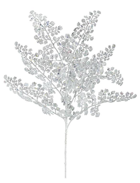 LASER GLITTERED MAIDENHAIR SPRAY 22" SILVER
