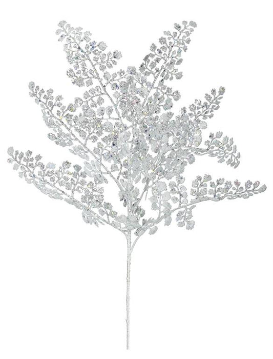 LASER GLITTERED MAIDENHAIR SPRAY 22" SILVER