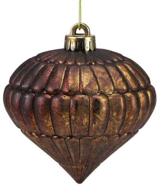 120MM LAYER RIBBED ONION ORNAMENT-ANTIQUE WASH BRONZE