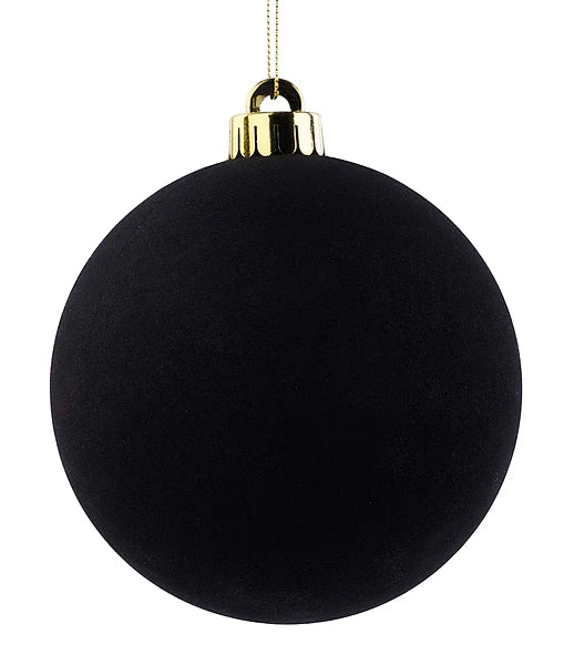 120MM SMOOTH FLOCKED BALL ORNAMENT BLACK