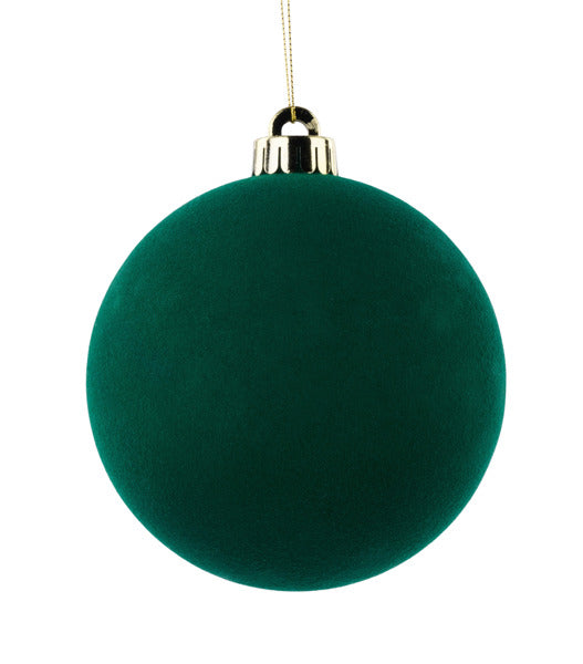 120MM SMOOTH FLOCKED BALL ORNAMENT HUNTER GREEN - Burlap and Bling Decor