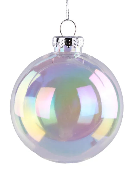 120MM BALL ORNAMENT IRIDESCENT CLEAR - Burlap and Bling Decor