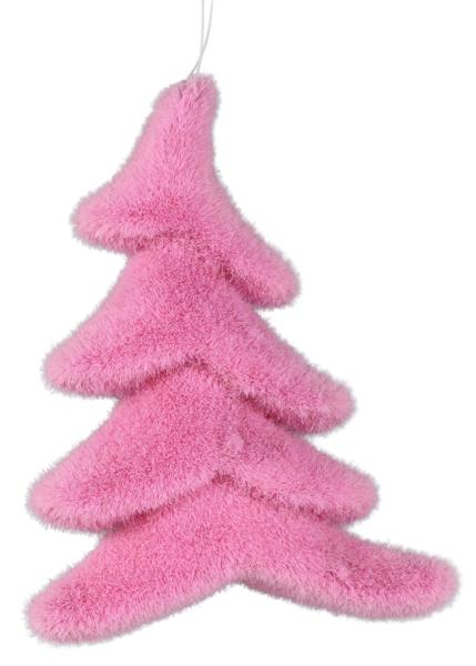 7"HX5.5"L FLOCKED WHIMSICAL TREE PINK - Burlap and Bling Decor