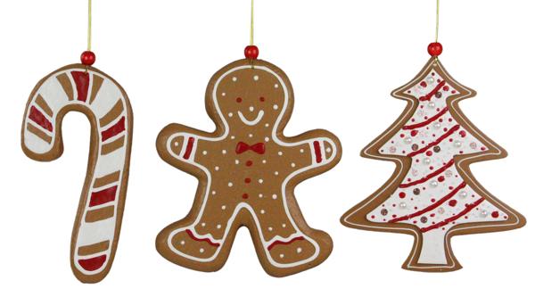 3 ASST 8"L GNGRBRD/TREE/CANDY CANE ORN BROWN/WHITE/RED choose one - Burlap and Bling Decor