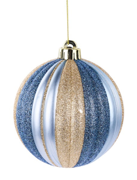 120MM GLITTER VERTICAL STRIPE BALL-Ice Blue/Gold/Smoke Blue