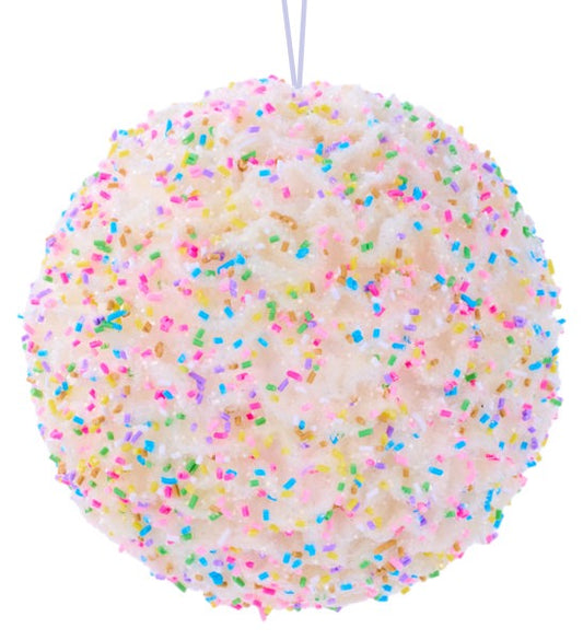 5.5"DIA SPRINKLE BALL ORNAMENT WHITE/MULTI