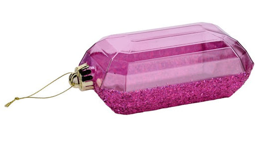 7"LX4"W LASER GLITTER RECTANGLE GEM ORN FUCHSIA - Burlap and Bling Decor
