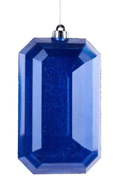8"LX5"W LASER GLITTER RECTANGLE GEM ORN ROYAL BLUE - Burlap and Bling Decor