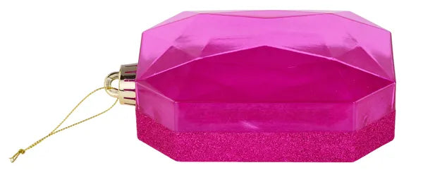 6.25"L x 4.25"W Glitter Rect Gem Orn fuschia smooth glitter - Burlap and Bling Decor
