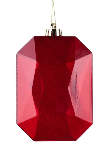 6.25"L X 4.25"W GLITTER RECT GEM ORN - Burlap and Bling Decor