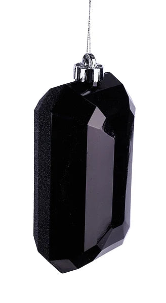 7"L X 4"W GLITTER RECTANGLE GEM BLACK