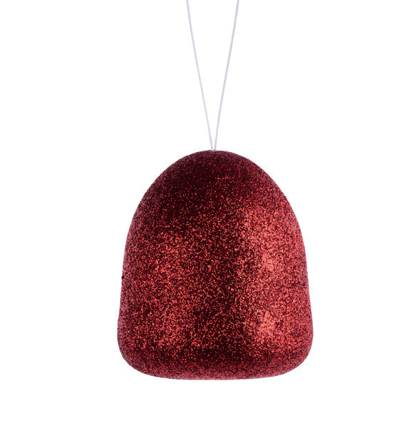 5"H X 4.25"DIA GLITTER GUMDROP ORN RED - Burlap and Bling Decor