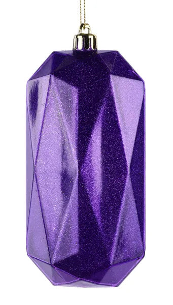 5.5"L RECTANGLE GEM ORN PURPLE - Burlap and Bling Decor