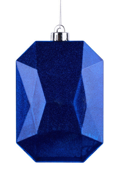 6.25"L X 4.25"W GLITTER RECT GEM ORN ROYAL BLUE - Burlap and Bling Decor