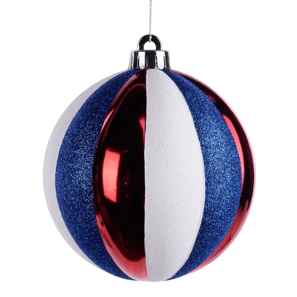 130MM WIDE VERTICAL STRIPE ORNAMENT RED/WHITE/BLUE