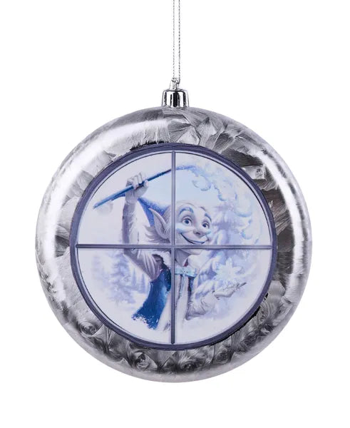 150MM FEATHER JACK FROST FLAT DISC SILVER/WHITE/ICE BLUE - Burlap and Bling Decor