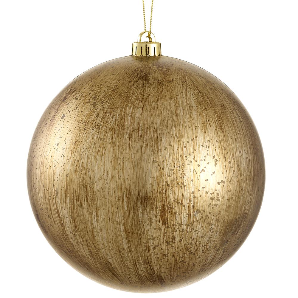 8" BALL Ornament Gold Antique Shatterproof - Burlap and Bling Decor