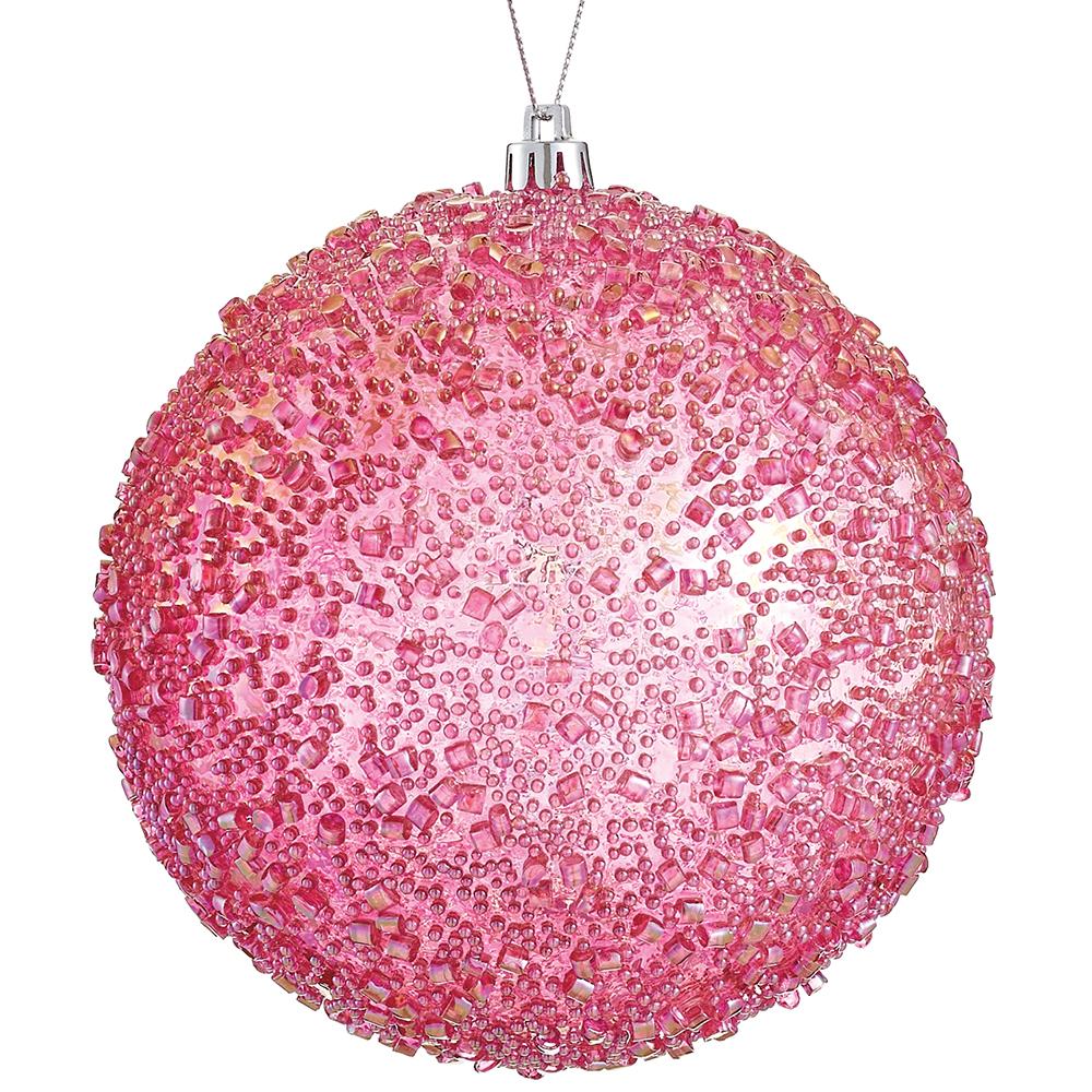 4.75" Beaded Ball Ornament Pink - Burlap and Bling Decor