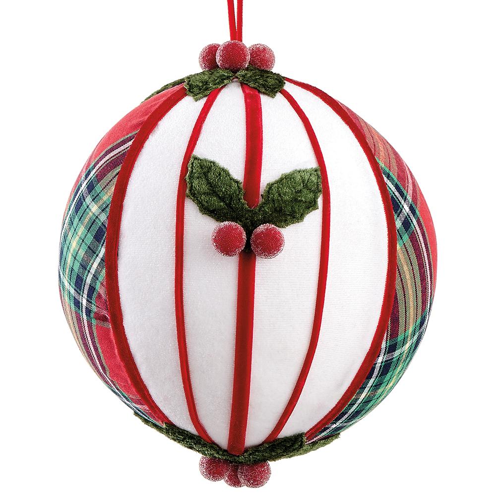 6"HOLLY PLAID BALL ORNAMENT