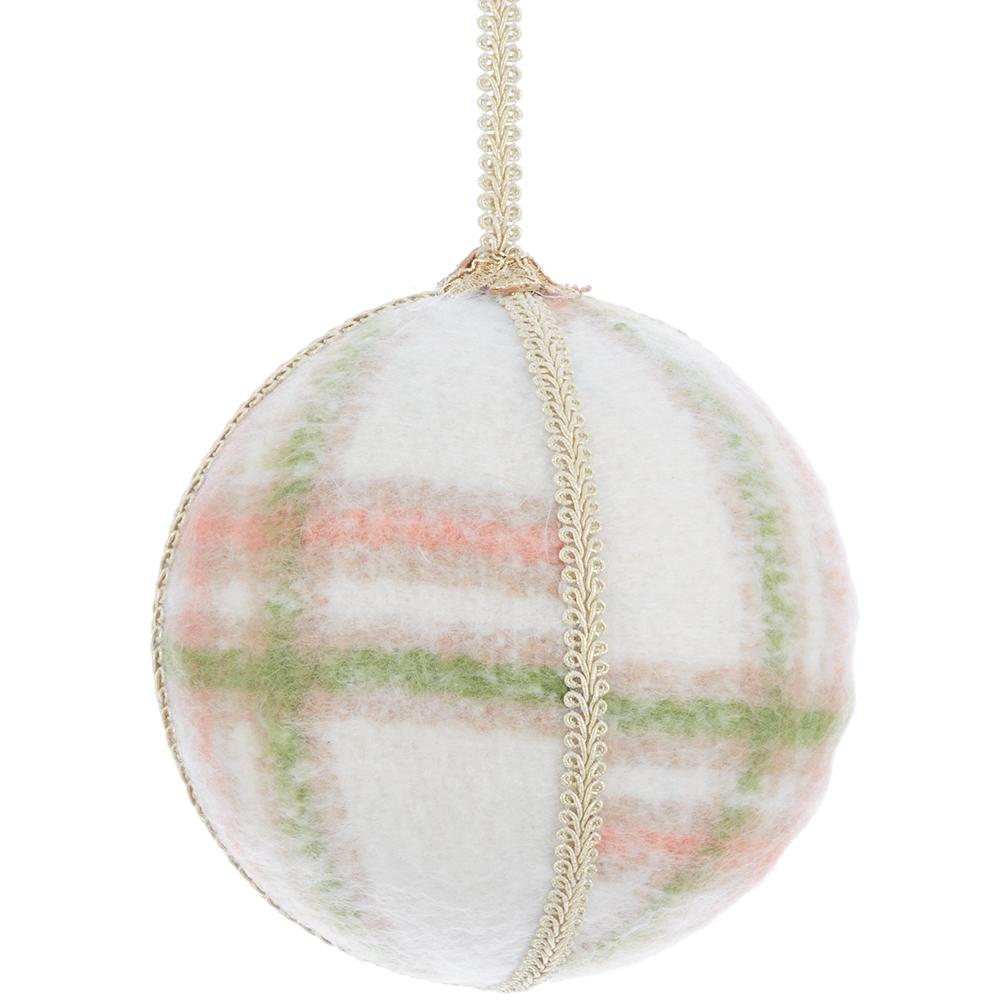 6"PLAID BALL ORNAMENT CR/MX