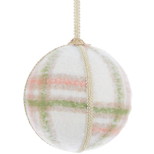 6"PLAID BALL ORNAMENT CR/MX