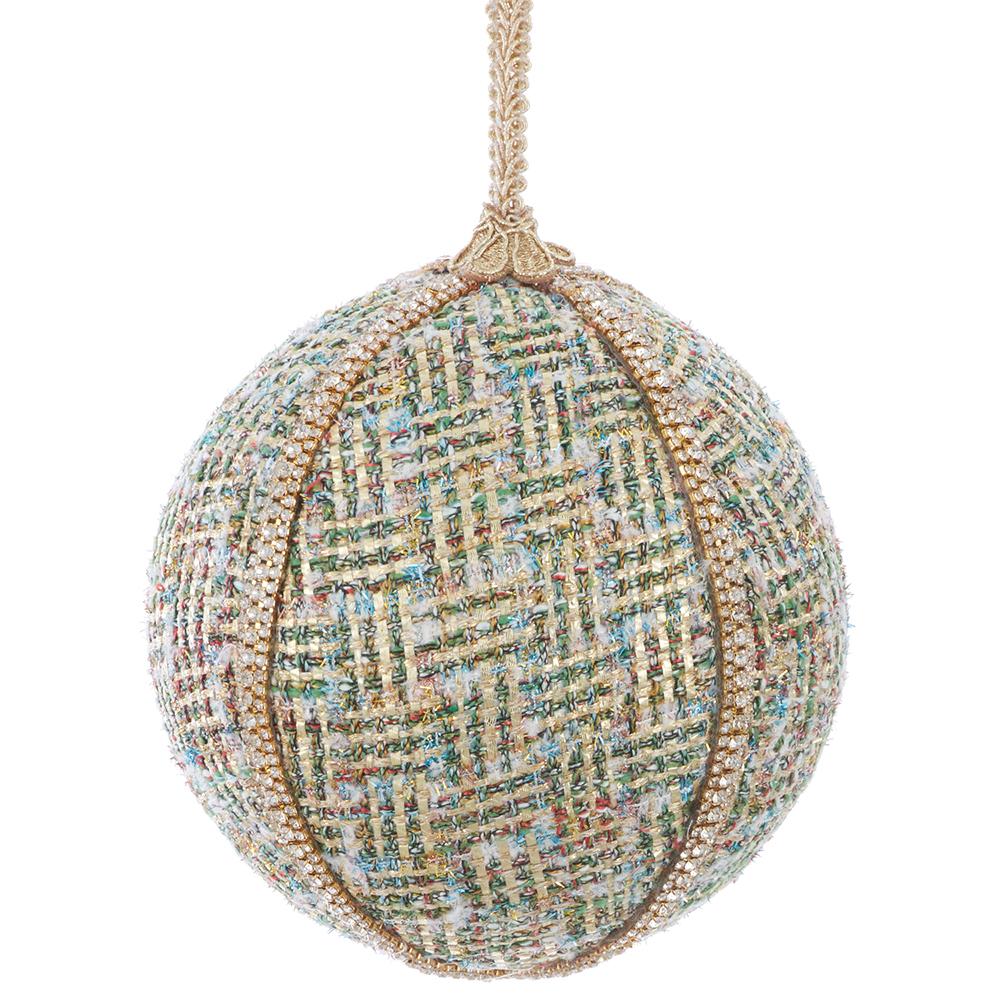 6" Metallic Knitting Ball Ornament Green Gold