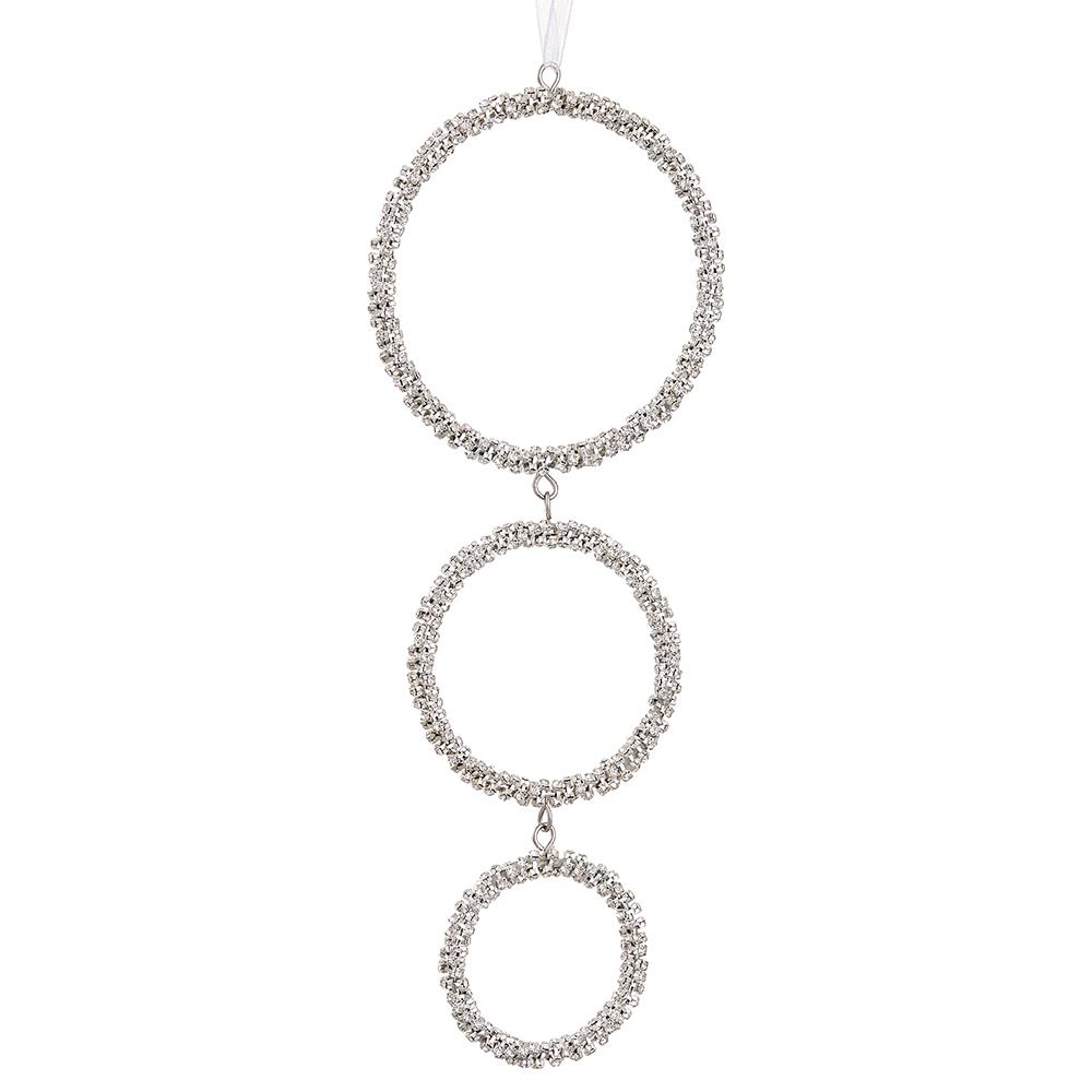 10.5" SILVER DIAMOND RING DROP ORNAMENT
