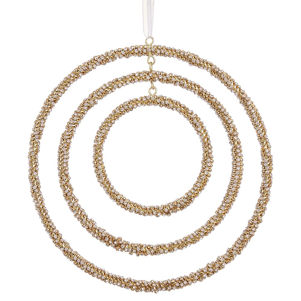 8" GOLD DIAMOND THREE RING ORNAMENT