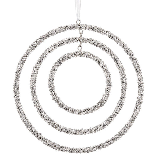 8" SILVER DIAMOND THREE RING ORNAMENT