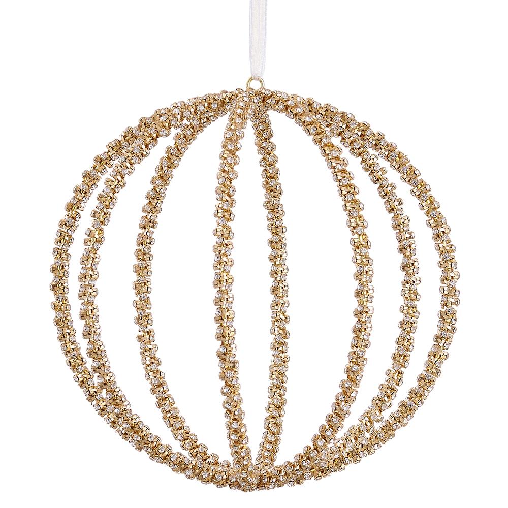 6" Gold Diamond Ball Ornament