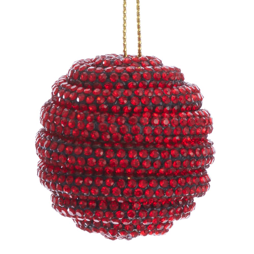 1"DIAMOND BALL ORNAMENT RED