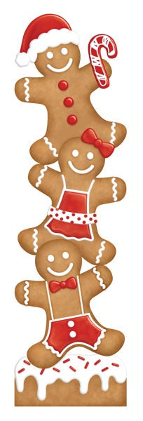 70"H GINGERBREAD STACK PORCH SIGN LT BROWN/RED/WHITE