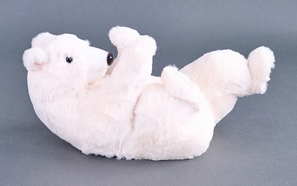 15.25"L FAUX FUR LAYING POLAR BEAR IVORY