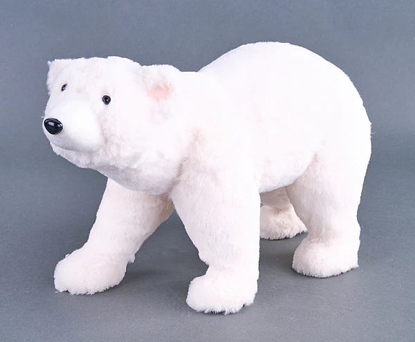 17"L FAUX FUR STANDING POLAR BEAR IVORY