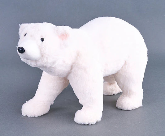 17"L FAUX FUR STANDING POLAR BEAR IVORY