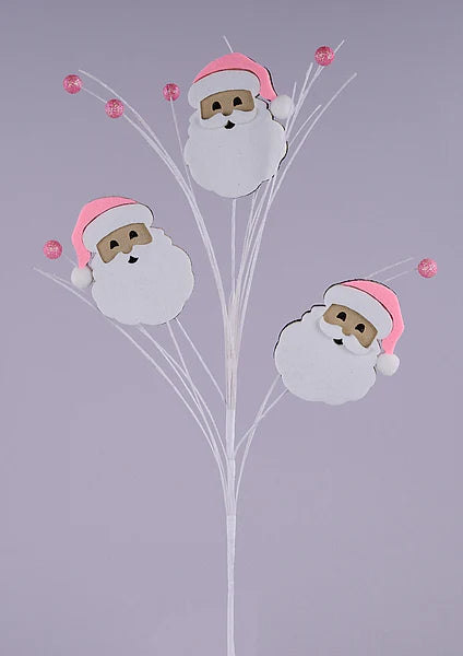 23"L GLTTR/FELT SANTA CLAUS SPRAY BEIGE/PINK/WHITE