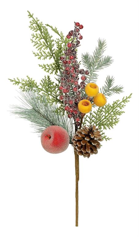 FLOCKED FRUITS, BERRY & PINECONE PICK, 20"