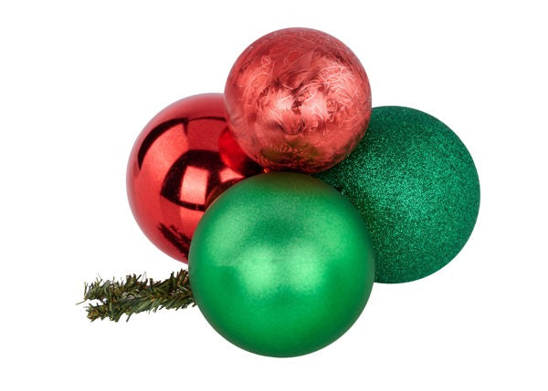 80/100MM BALL CLUSTER  RED/GREEN/EMERALD - Burlap and Bling Decor