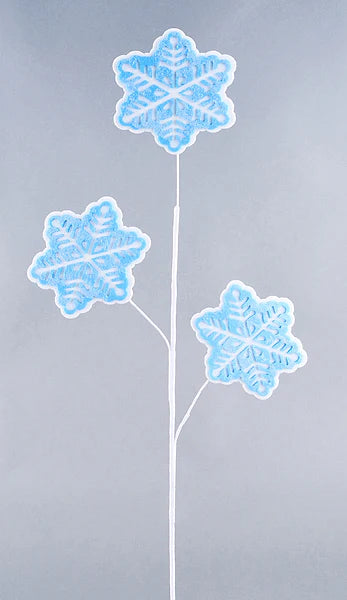30"L FELT/FABRIC SNOWFLAKE SPRAY WHITE/LIGHT BLUE